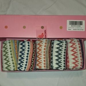 Women's Patterned Socks - Multicolor Set Of 5 Pair- New- Gift Boxed